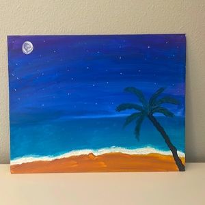 “Moonlit beach”.11x14” canvas panel art
